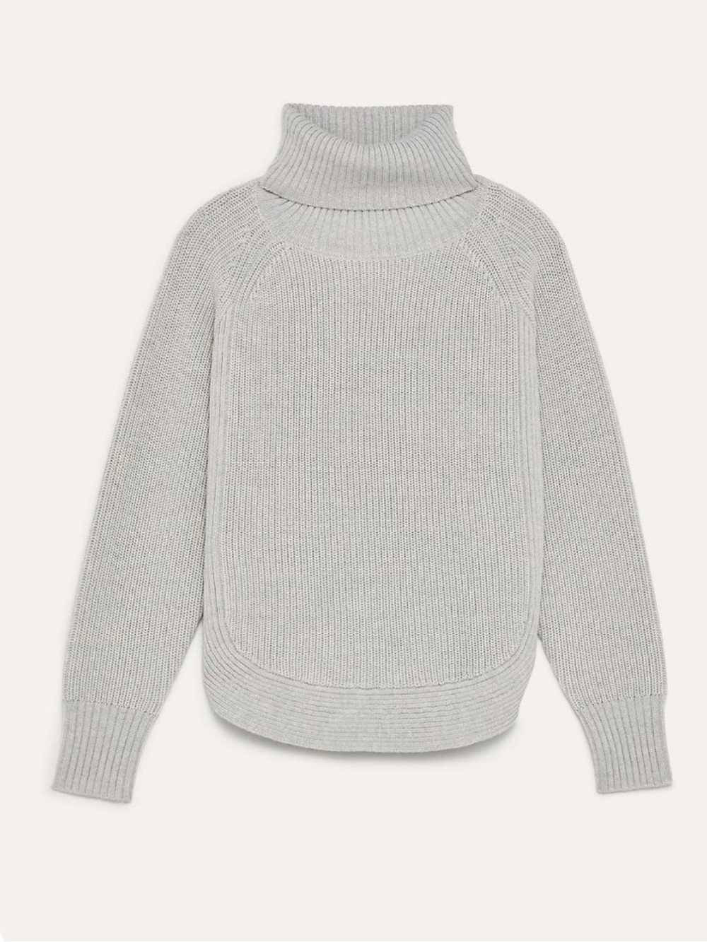Aritzia Wilfred Arianna Light Gray Ribbed Turtleneck Sweater